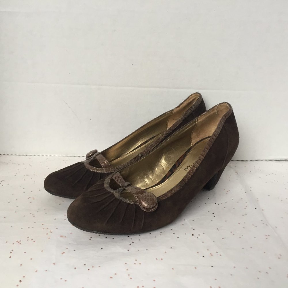 Sam Edelman Brown Suede Ruched Pump Button - 7.5 - Picture 4 of 8